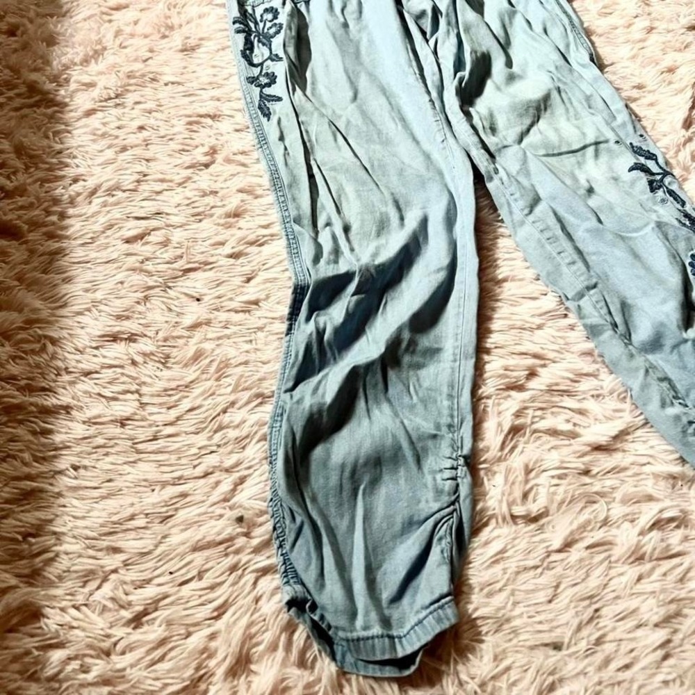 Boho Floral Embroidered Slouchy Cottage Core Hippie Pants Womens L Indie Earthy - Picture 3 of 6